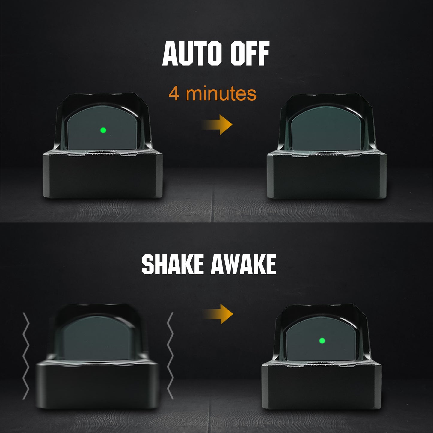ohhunt® 2 MOA Shake Awake Grünpunktvisier, kompatibel mit Picatinny-Montage oder RMR-Footprint