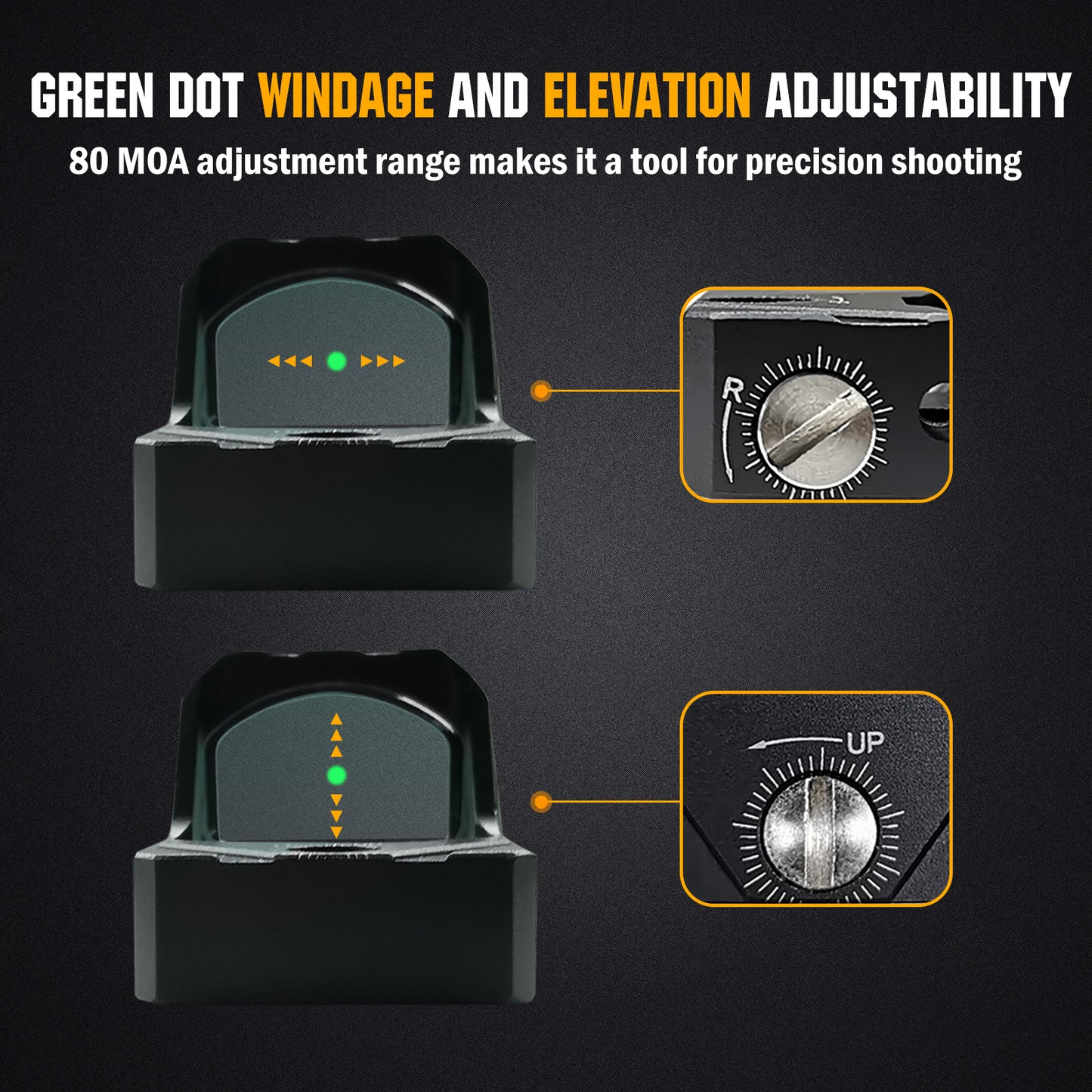ohhunt® 2 MOA Shake Awake Grünpunktvisier, kompatibel mit Picatinny-Montage oder RMR-Footprint