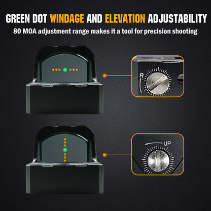 ohhunt® 2 MOA Shake Awake Grünpunktvisier, kompatibel mit Picatinny-Montage oder RMR-Footprint