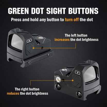 ohhunt® 2 MOA Shake Awake Grünpunktvisier, kompatibel mit Picatinny-Montage oder RMR-Footprint
