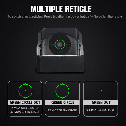 ohhunt® 2 MOA Shake Awake Green Dot Sight 2MOA to 32MOA Multiple Reticle