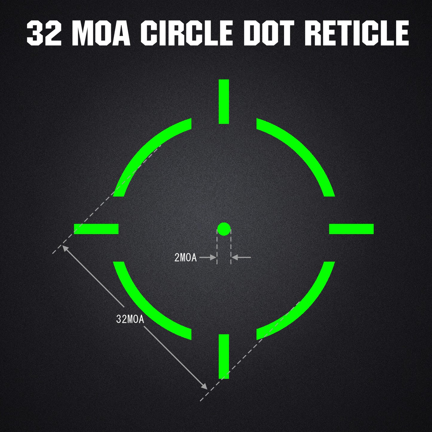 2MOA to 32MOA Multiple Reticle
