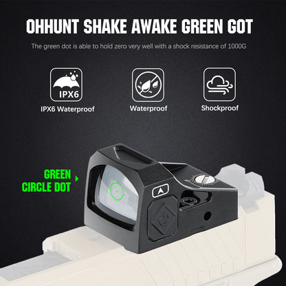 ohhunt® 2 MOA Shake Awake Green Dot Sight 2MOA to 32MOA Multiple Reticle