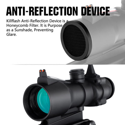New! ohhunt® 4X32 Prism Scope Real Optic Fiber Sight with Honeycomb Filter Backup Sight Horseshoe Reticle