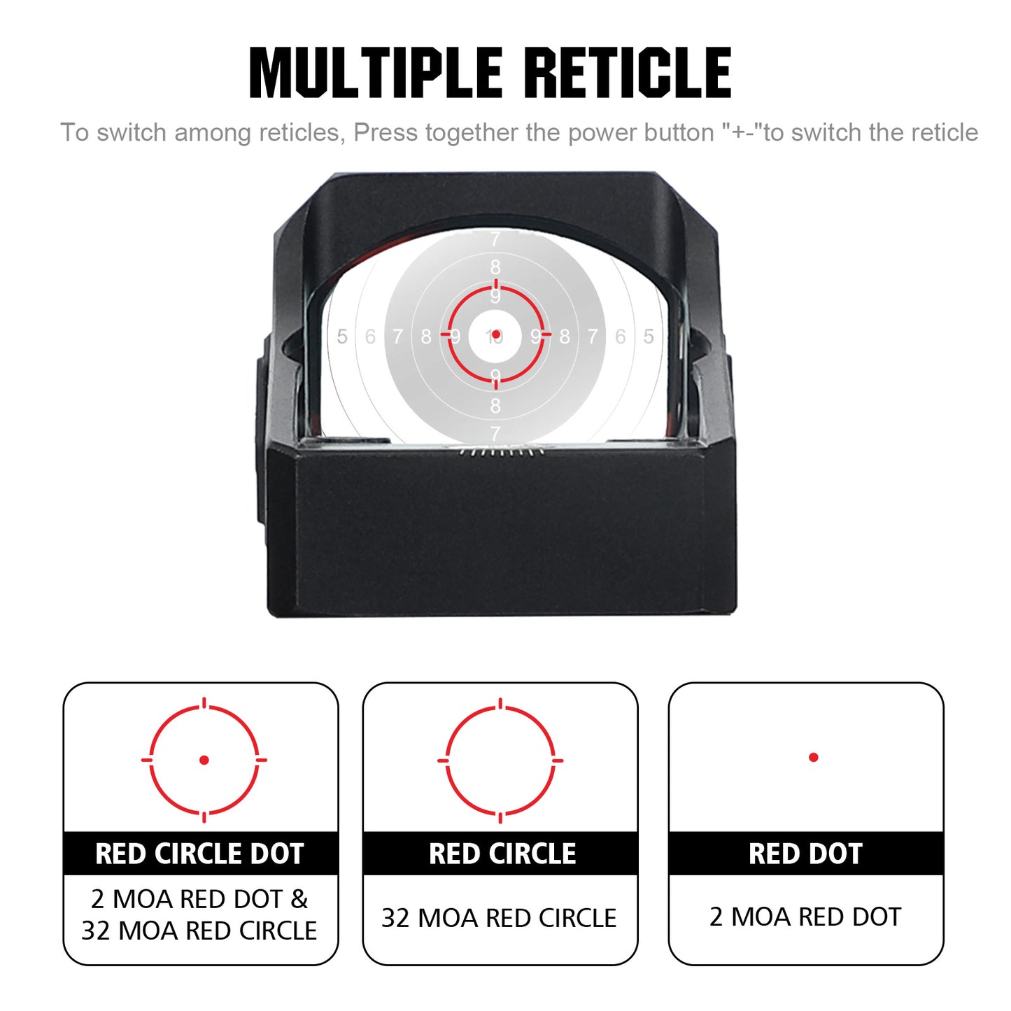 ohhunt® 2 MOA Multiple-Reticle Shake Awake Red Dot Sight with RMR Footprint Mount