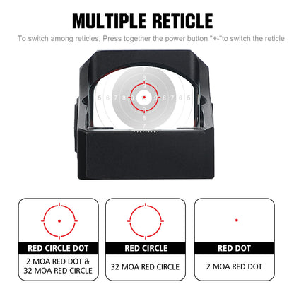 ohhunt® 2 MOA Multiple-Reticle Shake Awake Red Dot Sight with RMR Footprint Mount