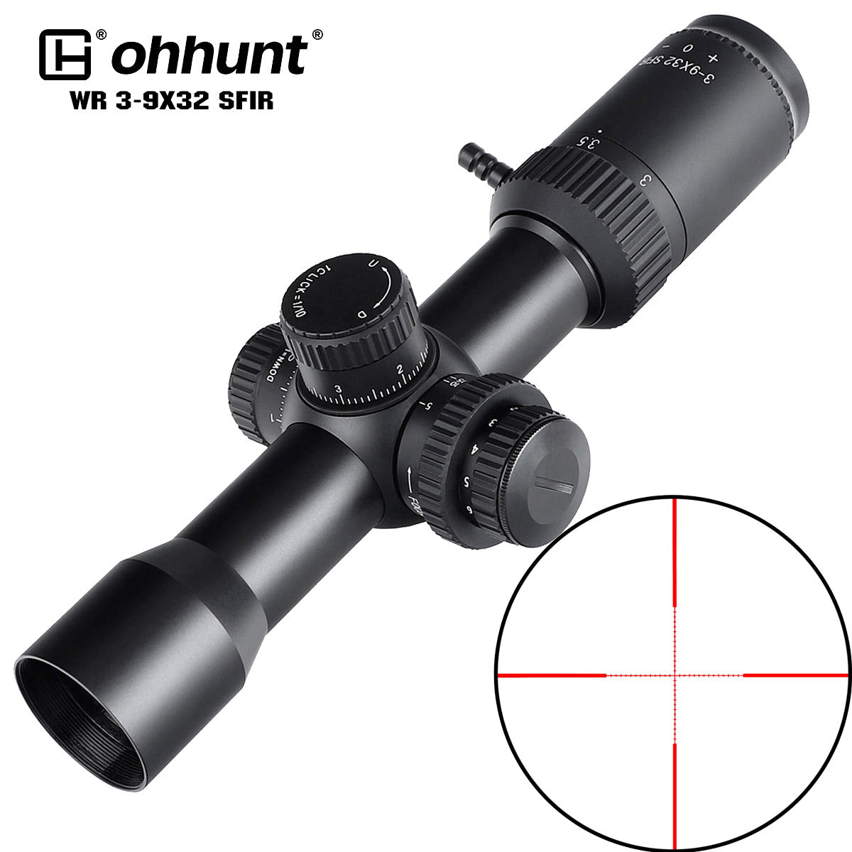 ohhunt® 3-9X32 SFIR Compact Rifle Scope Mil Dot Reticle