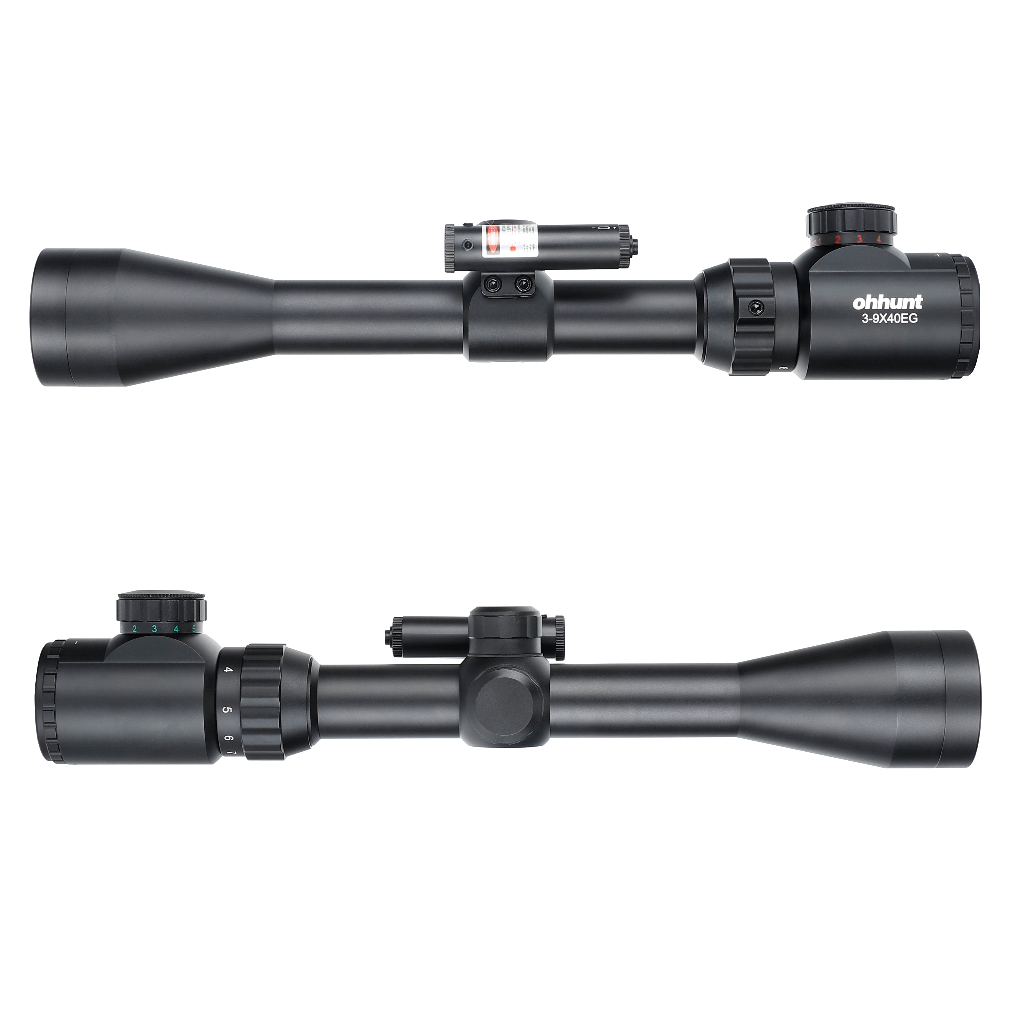 ohhunt® 3-9X40 EG Combo Rifle Scope 5 Level Red Green Rangefinding Ret