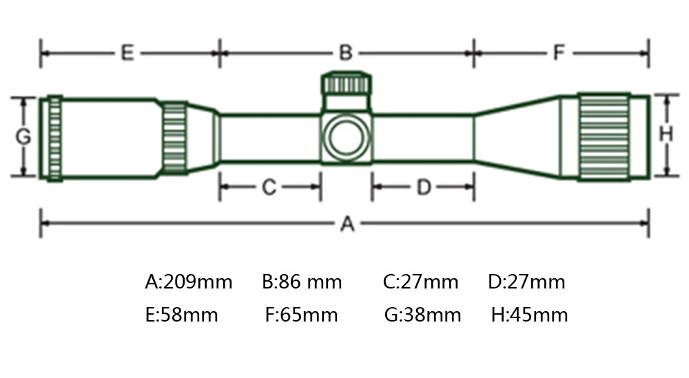 ohhunt 3-9X32 AOCE Compact Rifle Scope 1/2 Half Mil Dot Illuminated RG Turrets Locking with Sunshade