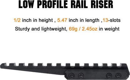 0.5" Height Picatinny Riser Mount