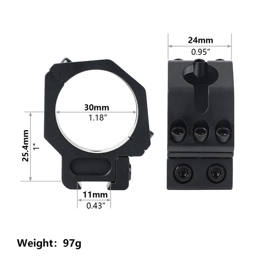 30mm Dovetail Scope Rings for 3/8“ 11mm Dovetail Rails