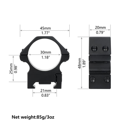 ohhunt® 30mm Picatinny Scope Rings Mount 7075 Aluminum -  Low, Medium, High Profile