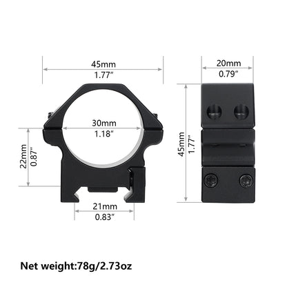 ohhunt® 30mm Picatinny Scope Rings Mount 7075 Aluminum -  Low, Medium, High Profile