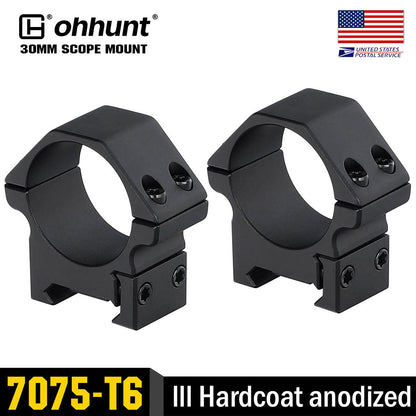 ohhunt® 30mm Picatinny Scope Rings Mount 7075 Aluminum -  Low, Medium, High Profile