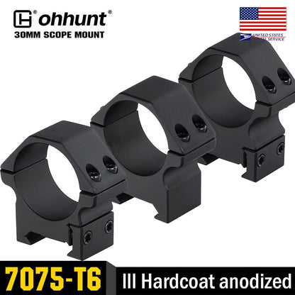 ohhunt® 30mm Picatinny Scope Rings Mount 7075 Aluminum -  Low, Medium, High Profile