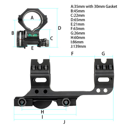 ohhunt® 35mm Cantilever Scope Mount with Angle Cosine Indicator Bubble Level Scope Gasket for 30mm Dia