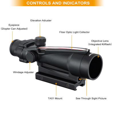 New!ohhunt® Tactical 5x35 Real Fiber Optics Rifle Scope with Sunshades Diopter Adjustment