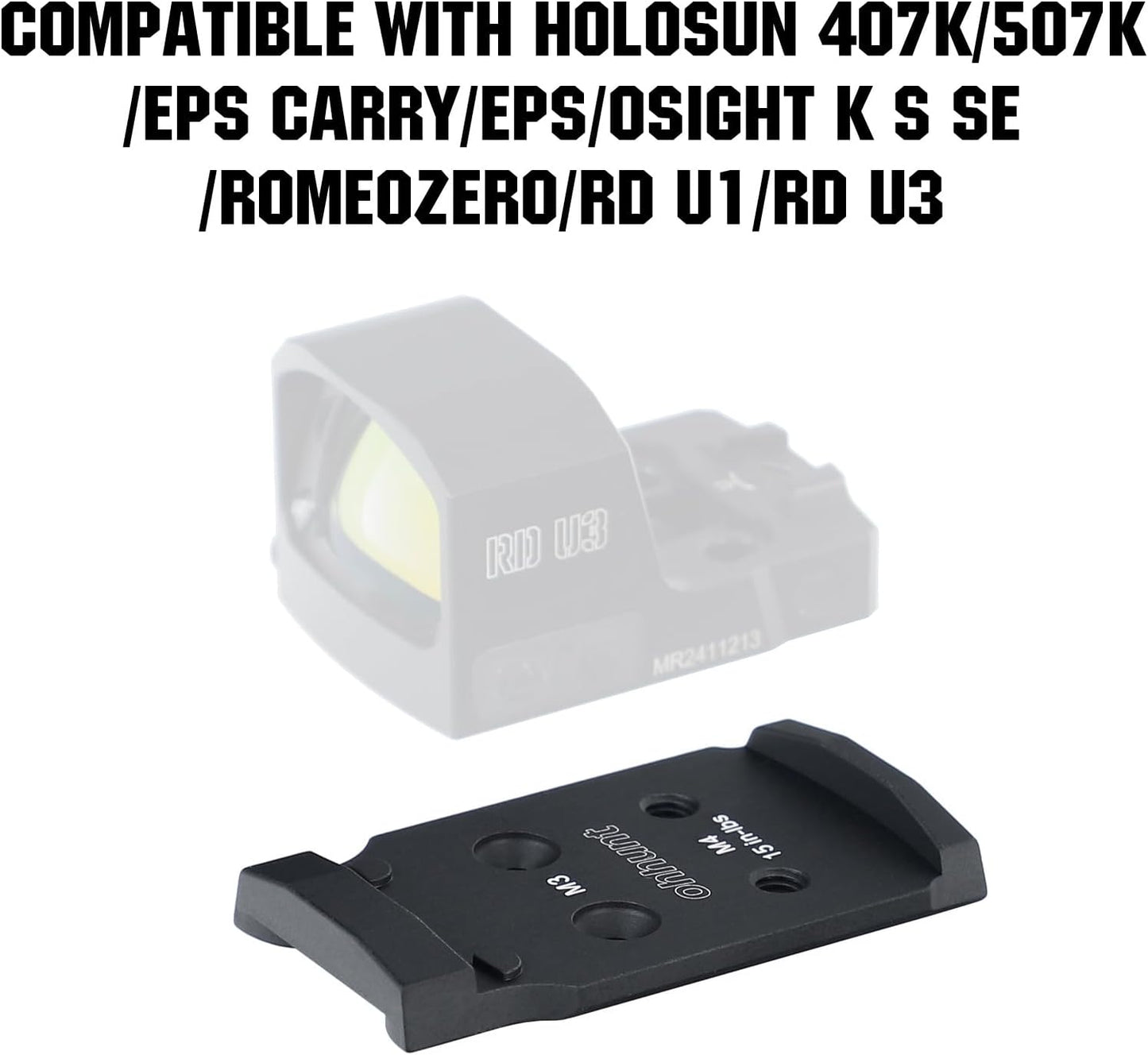 ohhunt Optic Adapter Plate Compatible with Walther PDP 2.0, Compatible with Holosun 407K/507K/EPS Carry/EPS/Osight K S SE/RomeoZero