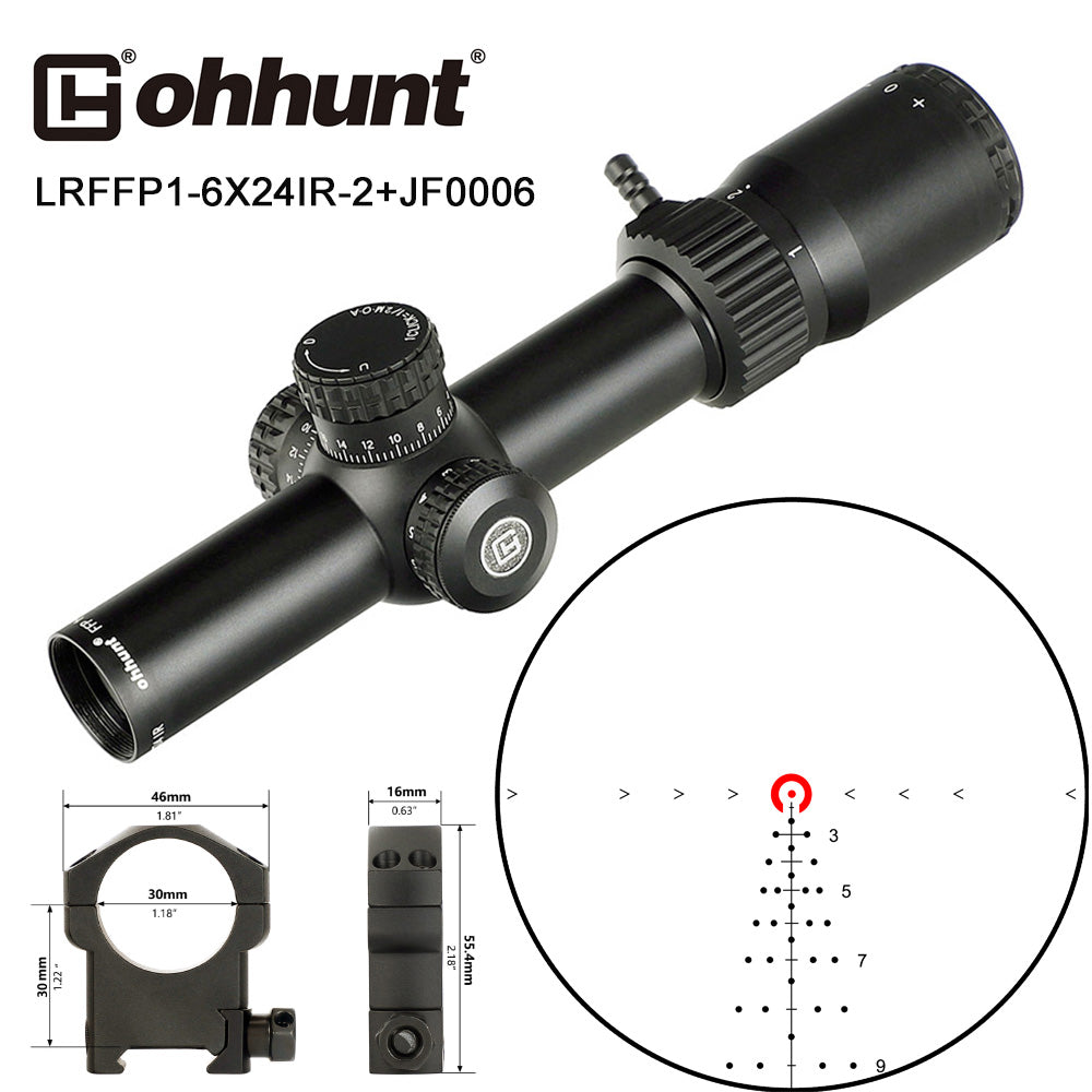 ohhunt® LR 1-6X24 FFP Rifle Scope Horseshoe Reticle 1-6x LPVO Optics