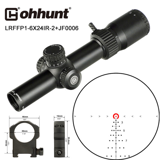 Lunette de visée compacte ohhunt® LR 1-6X24 FFP Budget 1-6x Optique LPVO pour AR 15