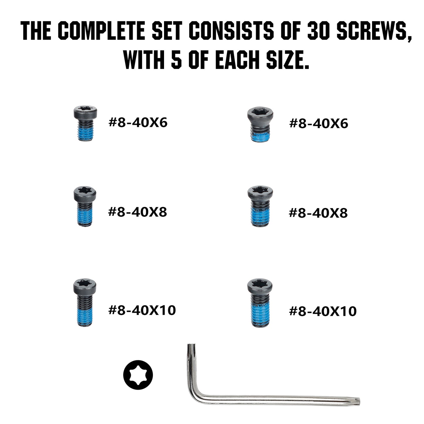 ohhunt® Red Dot Screw Set 30 Pcs for Mount and Plates Include #8-40 Screw in 6mm/8mm/10mm Length T15 Torx Two Head Types