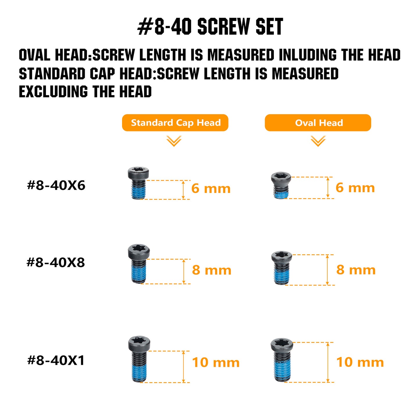 ohhunt® Red Dot Screw Set 30 Pcs for Mount and Plates Include #8-40 Screw in 6mm/8mm/10mm Length T15 Torx Two Head Types