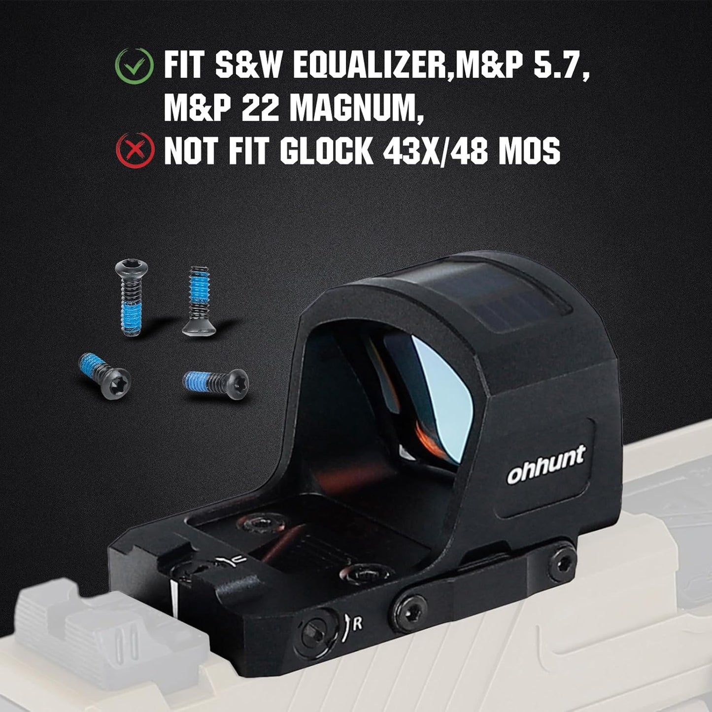 ohhunt® Replacement #6-32 Red Dot Screws for Holosun 407K/507K/EPS/EPS Carry fit S&W Equalizer, M&P 5.7, M&P 22 Magnum