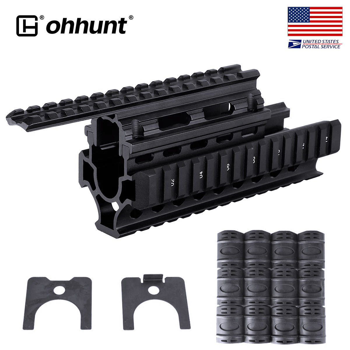 Ak Railing ohhunt Universal AK-47 Quad Rail Handguard 2-Piece Construction with R