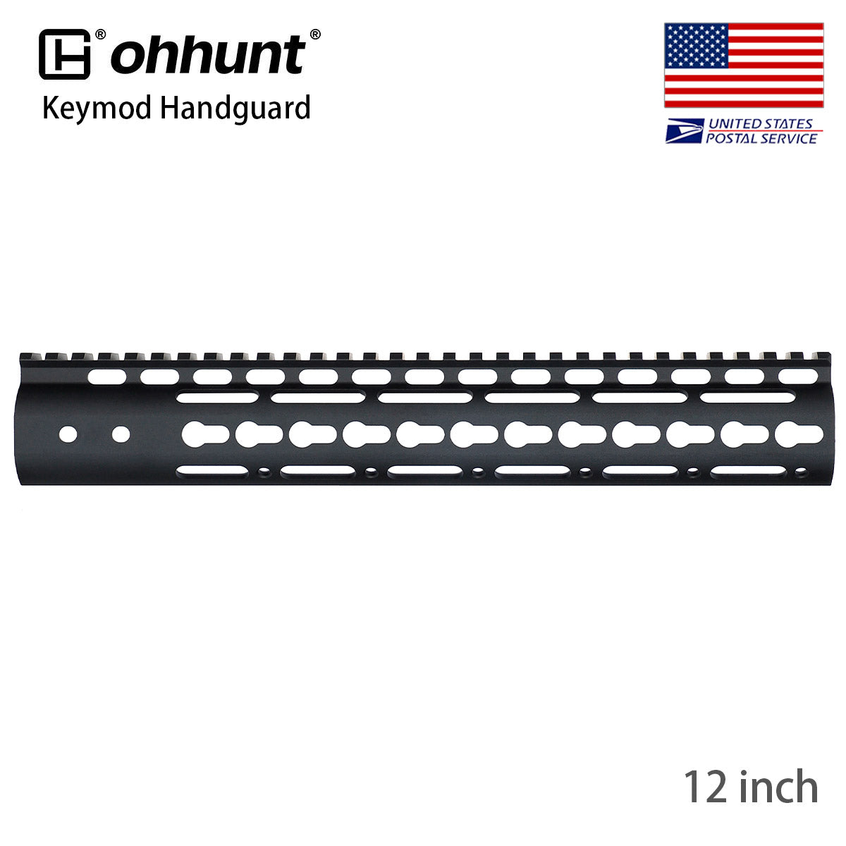 ohhunt AR-15 Free Float Keymod Handguard with Barrel Nut 7" 9" 10" 12" 13.5" 15" Handrail For 223/556