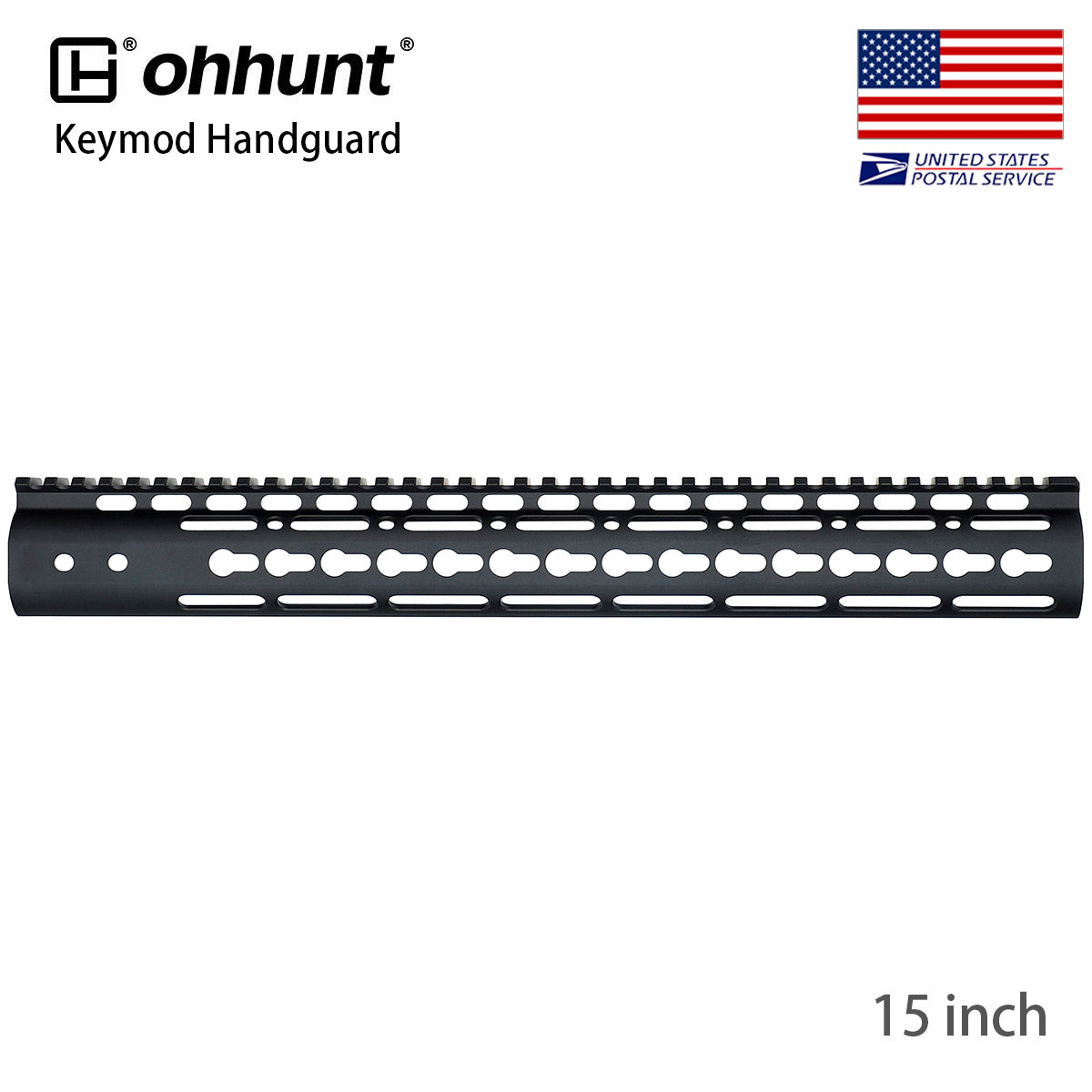 ohhunt AR15 Free Float Keymod Handguard with Barrel Nut - 15 inch