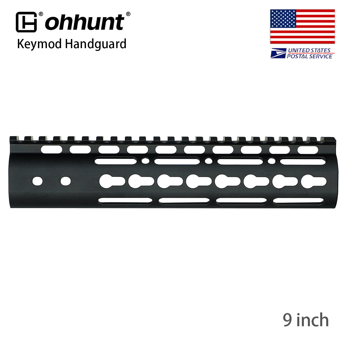 ohhunt AR15 Free Float Keymod Handguard with Barrel Nut 7" 9" 10" 12" 13.5" 15" Handrail For 223/556