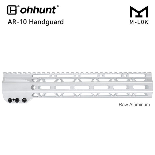 Unbranded Raw AR10 LR308 Handguard Unpainted Silver Color - 12 inch