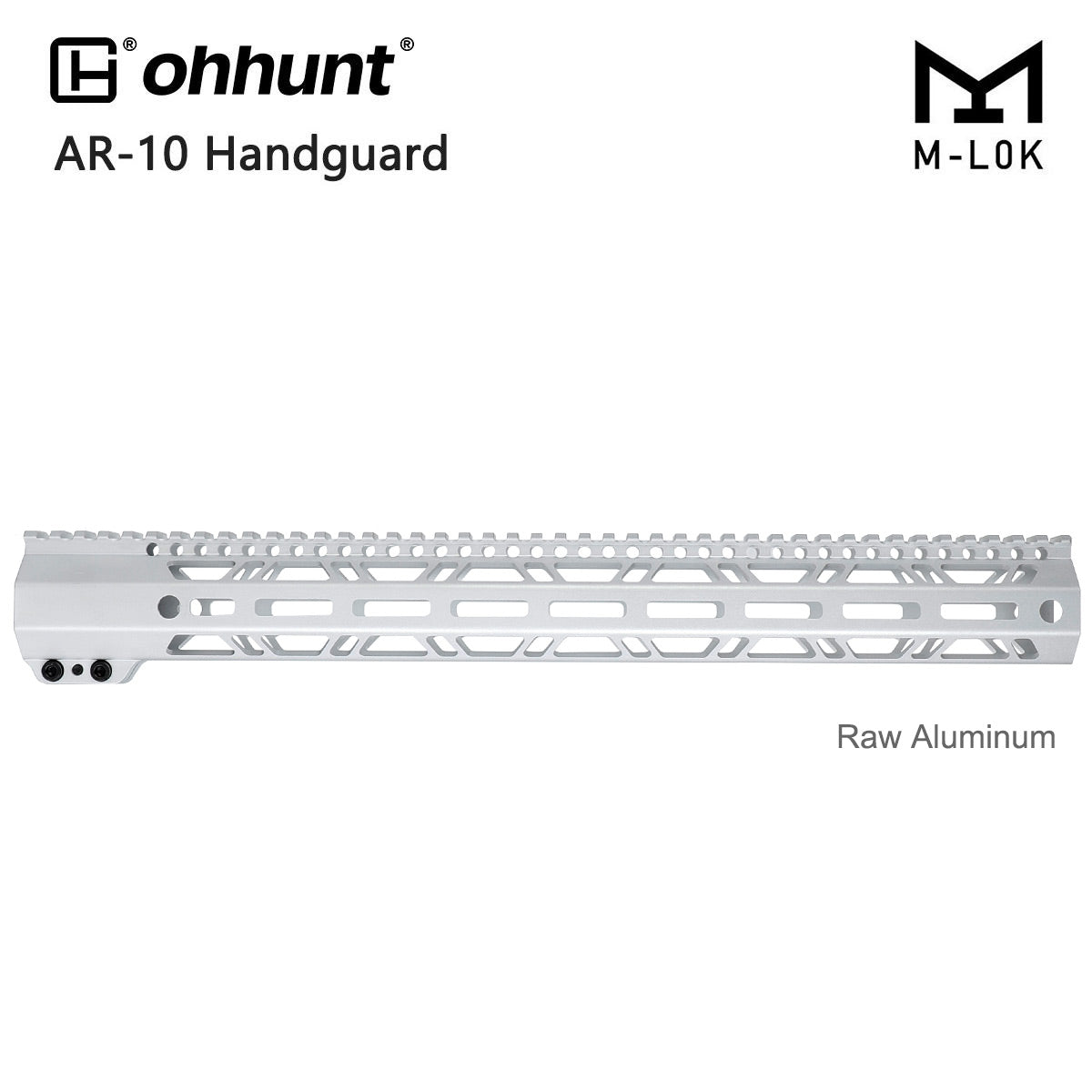 Unbranded Raw AR10 Handguard Unpainted Silver Color - 17 inch