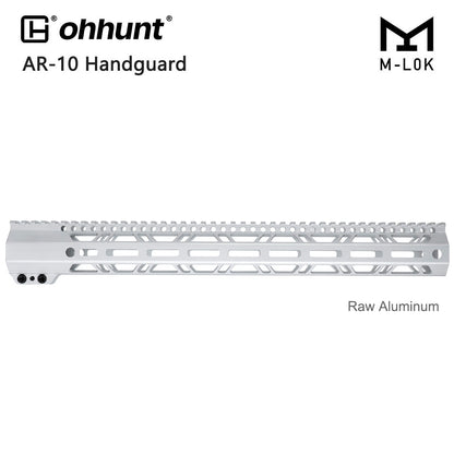 Unbranded Raw AR10 Handguard Unpainted Silver Color - 17 inch