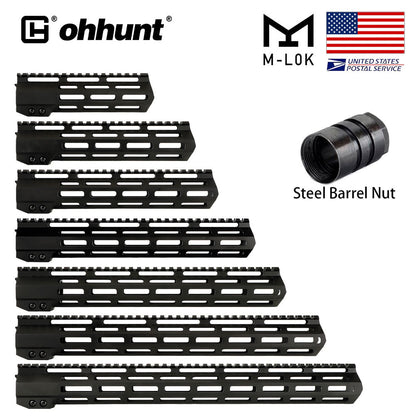 ohhunt® AR-15 Bộ phận bảo vệ tay M-Lok nổi tự do siêu mỏng với Đai ốc nòng thép 4" 7" 9" 10" 12" 13,5" 15" 17"