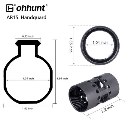 ohhunt® AR15 M-lok Free Float Handguard with Steel Barrel Nut  7" 9" 10" 12" 13.5" 15"