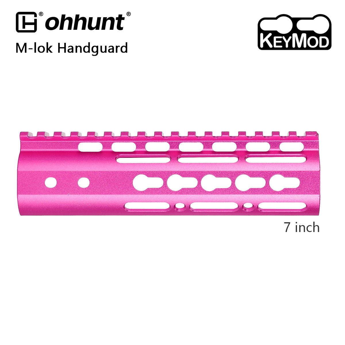 ohhunt AR15 Pink Handguard 7" Keymod with Steel Barrel Nut