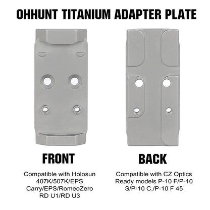 Red Dot Adapter Plate Compatible with Holosun 407K/507K/EPS and fit CZ P-10