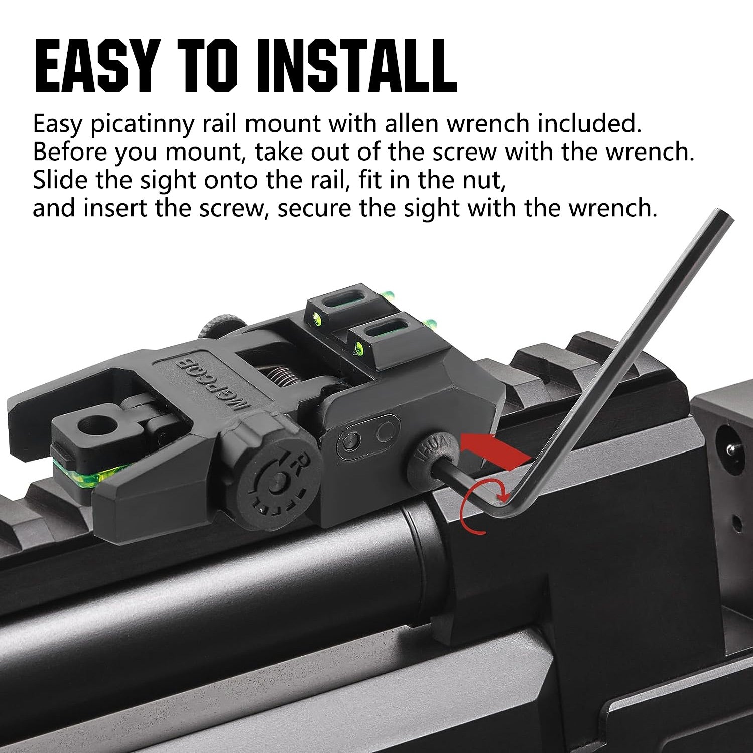 AR Flip Up Sights Backup Front Rear Sight with Red Green Fiber