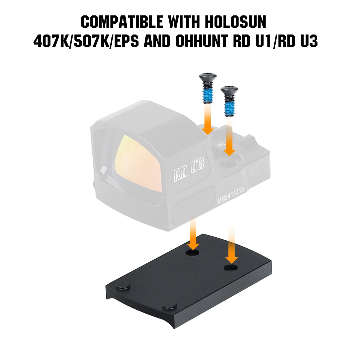 ohhunt® Glock Red Dot Adapter Plate Compatible with RMSc Footprint Red Dot Holosun 407K/507K/EPS