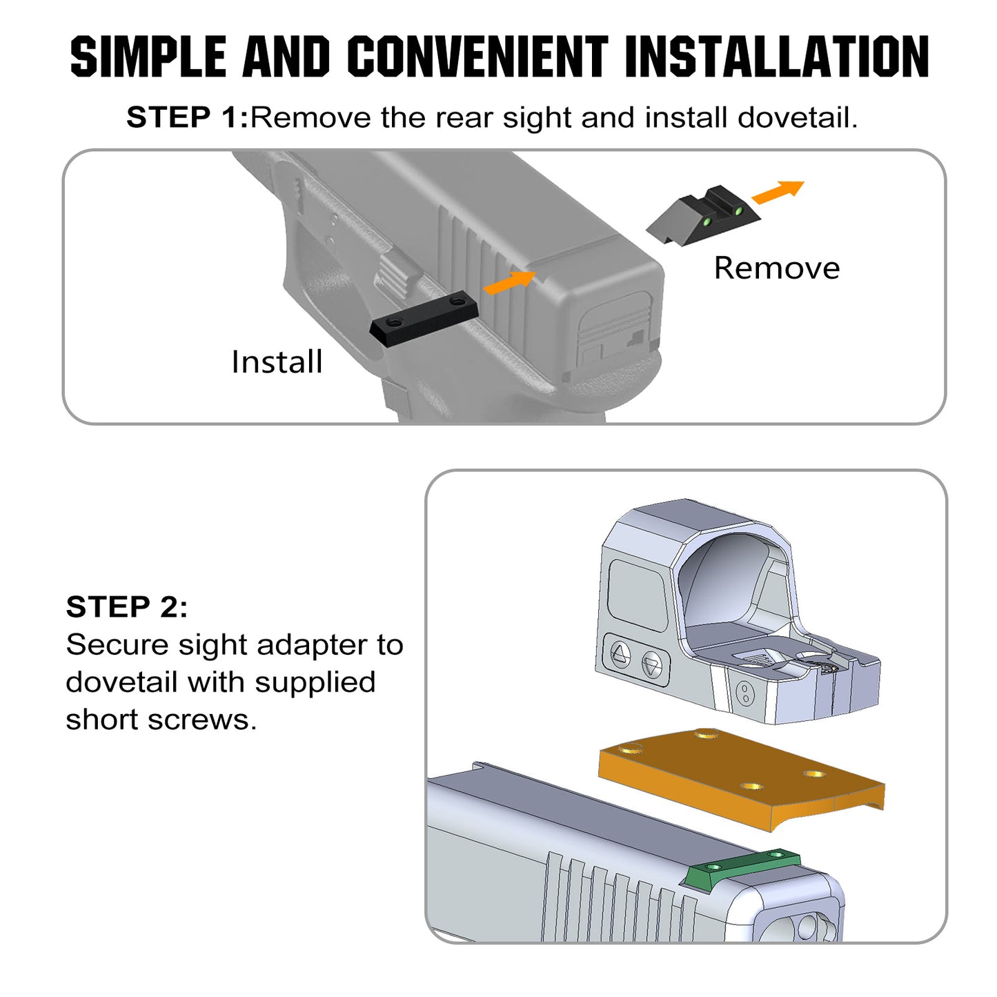 ohhunt® Glock Red Dot Adapter Plate Compatible with RMSc Footprint Red Dot Holosun 407K/507K/EPS