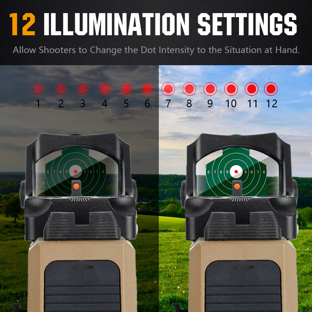 FOCUHUNTER Red Dot Sight – 3 MOA, Wasserdicht, Stoßfest Mit Shake Awake, Für Picatinny & RMSc