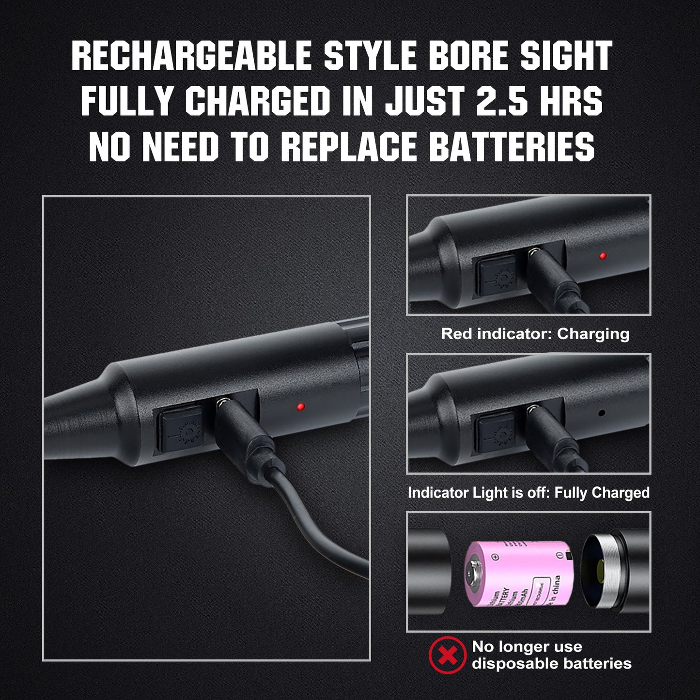 ohhunt® Rechargeable Style Bore Sight Kit, Compatible with 0.159 to .998 Calibers with 32 Adapters