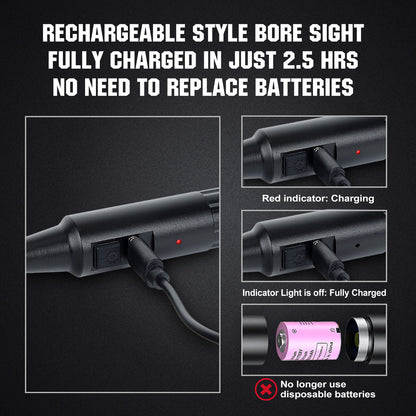 ohhunt® Rechargeable Style Bore Sight Kit, Compatible with 0.159 to .998 Calibers with 32 Adapters