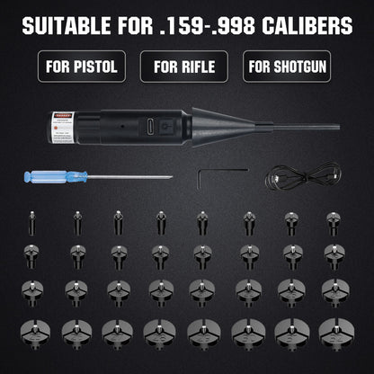ohhunt® Rechargeable Style Bore Sight Kit, Compatible with 0.159 to .998 Calibers with 32 Adapters