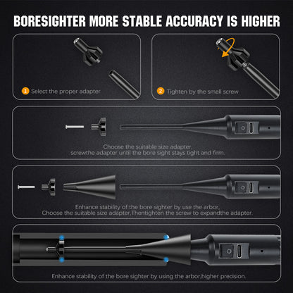 ohhunt® Rechargeable Style Bore Sight Kit, Compatible with 0.159 to .998 Calibers with 32 Adapters