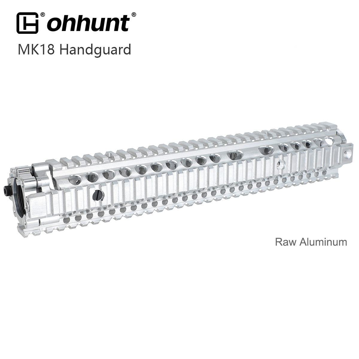 Unbranded Raw M4A1 Quad Rail Handguard 12.7 inch Silver Color Unpainted