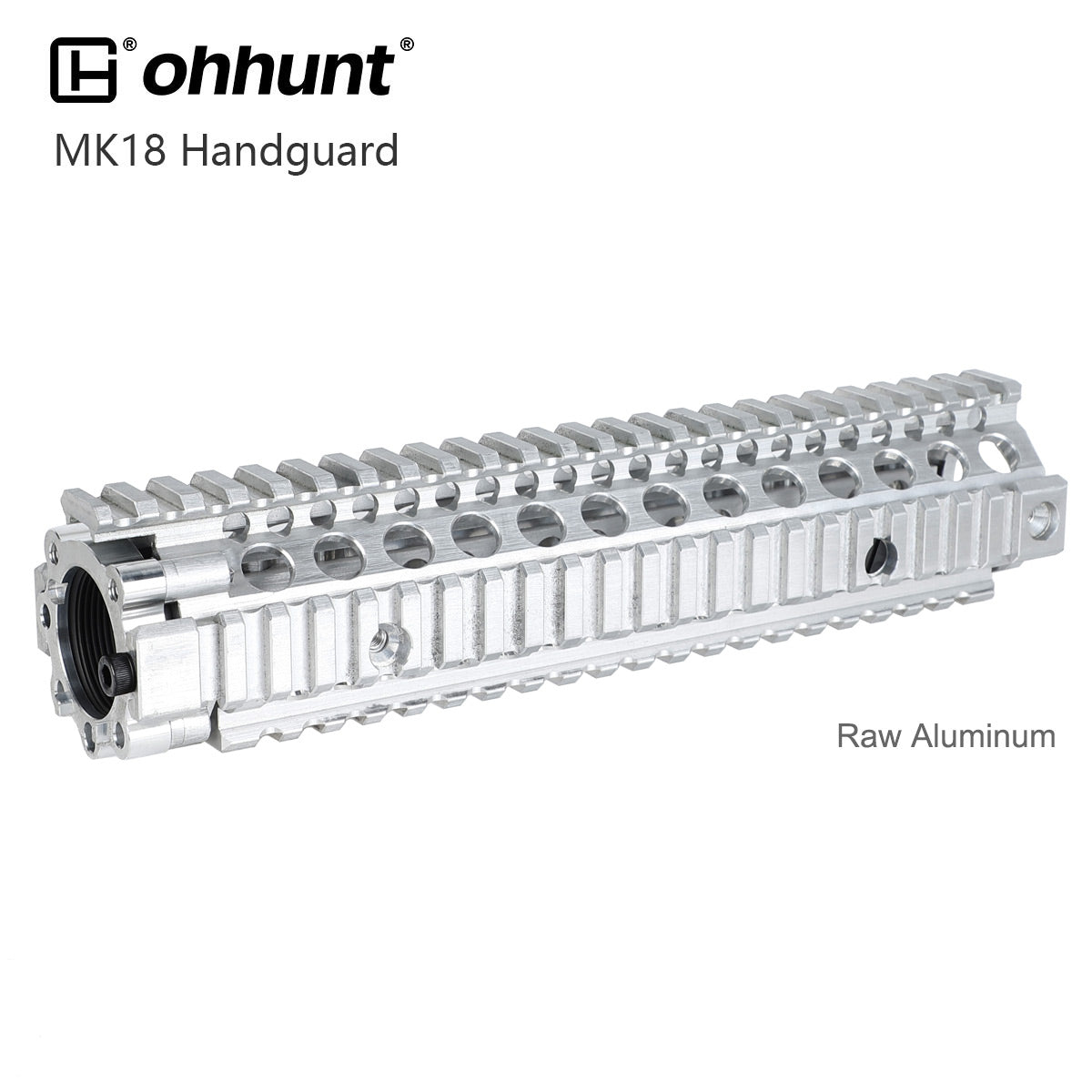 Unbranded Raw MK18 Quad Rail Handguard 9.6 inch Silver Color Unpainted