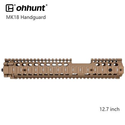 ohhunt® Desert Tan MK18 M4A1 Handguard with FSP Cutout Quad Rail Free Float Drop-in Design for M4A1 AR-15 - 12.7 inch