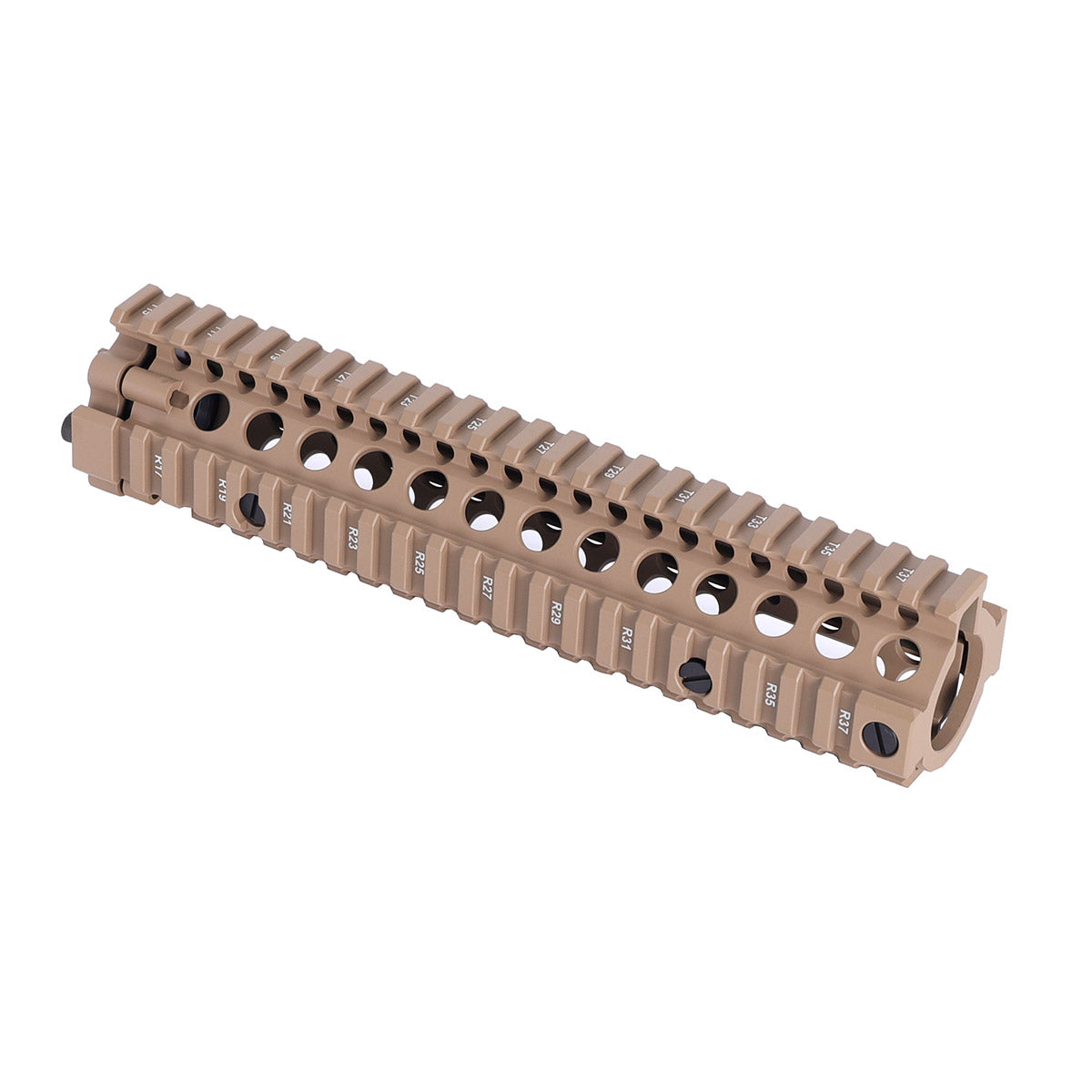 ohhunt® Desert Tan Mid-Length MK18 Quad Rail Handguard Free Float Two-pieces Drop-in Design for AR-15 - 9.6 inch